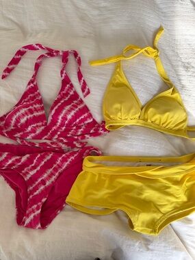 Bright Pink Tie-Dye Bikini Set & Sunny Yellow Bikini Set